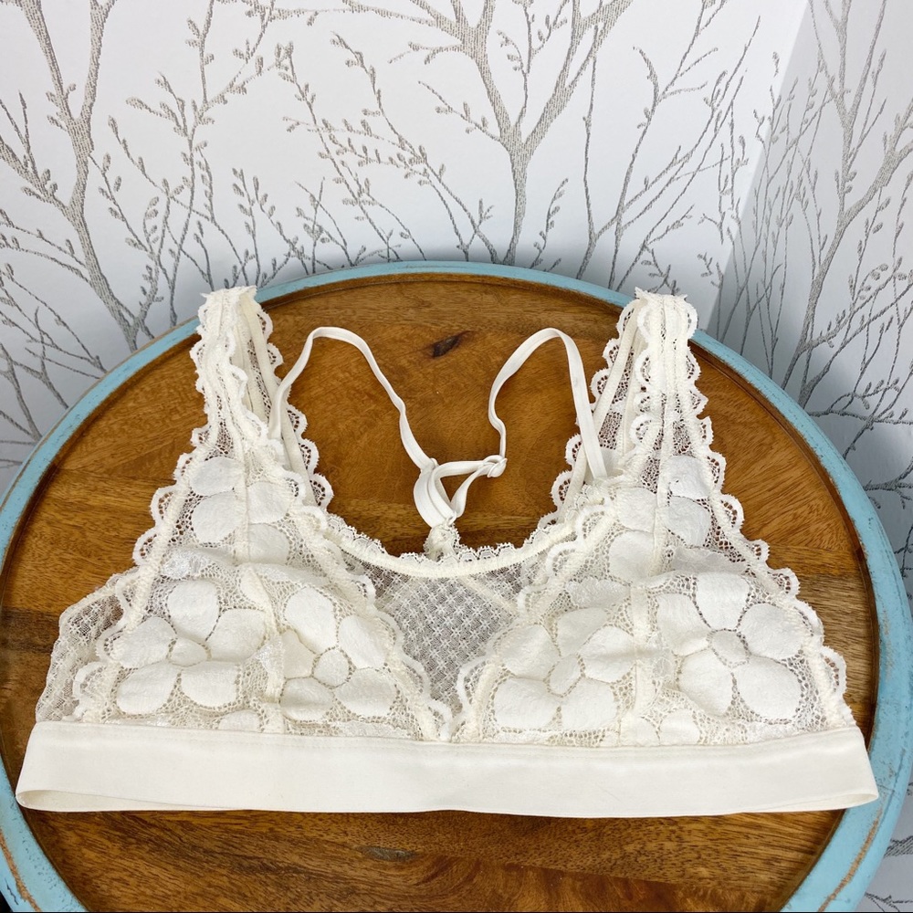 Aerie Lace Racerback Straps Cream Bralette NWOT M - Picture 7 of 9
